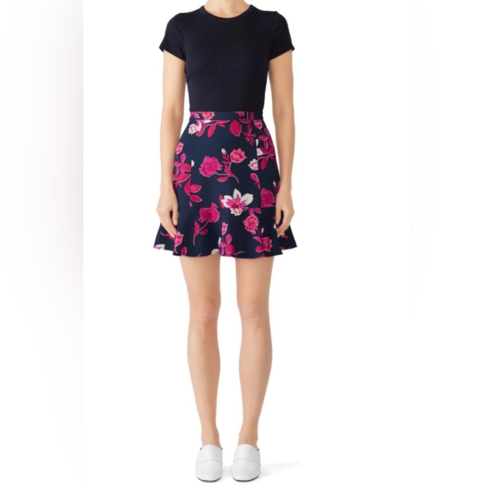 Draper James Darlington Floral Flutter Skirt navy blue pink Sz 4
